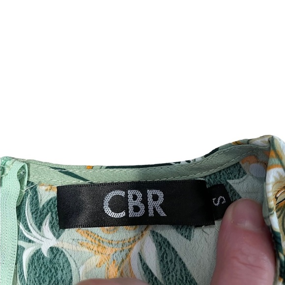 CBR green floral V-neck faux wrap maxi dress size small - Picture 15 of 15